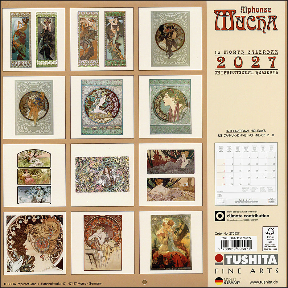 Alphonse Mucha 2027 Calendar