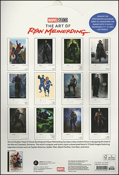 Marvel Studios The Art of Ryan Meinerding 2027 Poster Calendar with 12 Prints